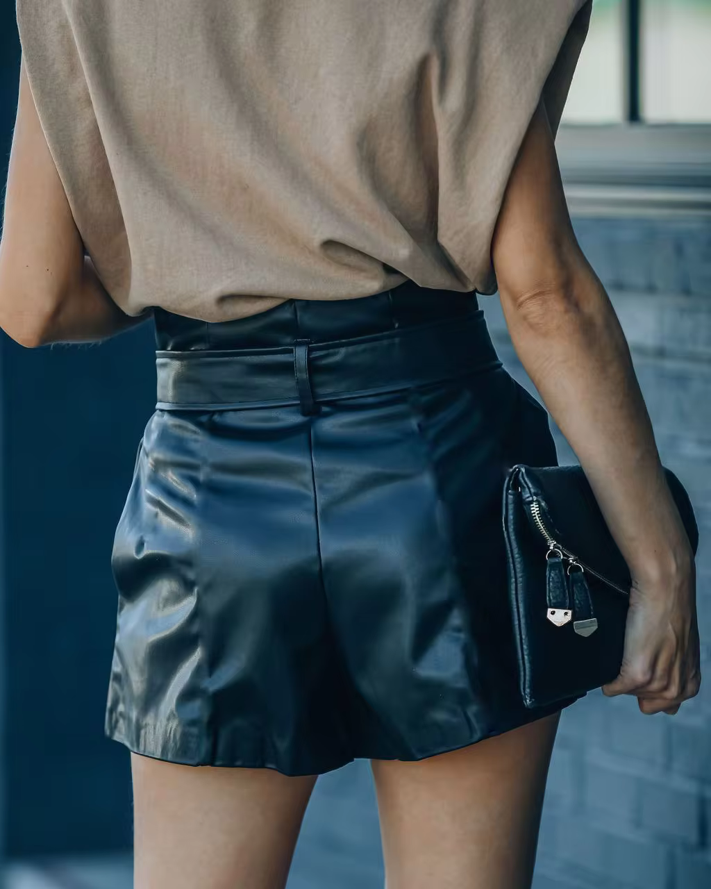 Capri High-Waist Leather Shorts