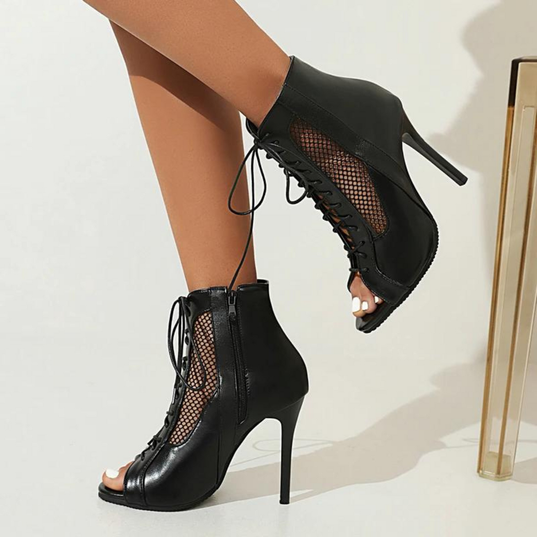 Allure Leather Peep-Toe Boots