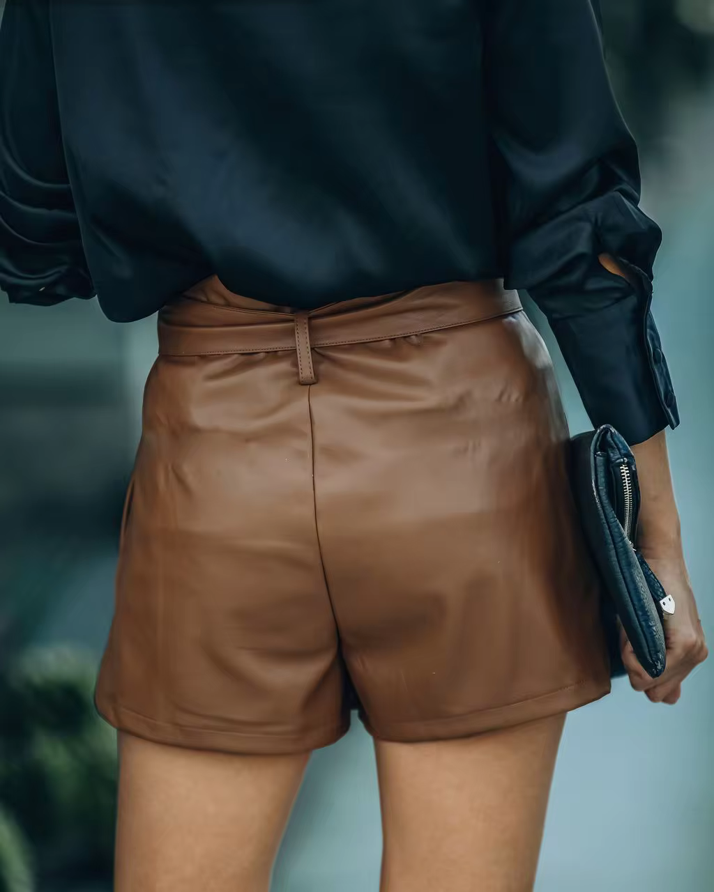 Capri High-Waist Leather Shorts