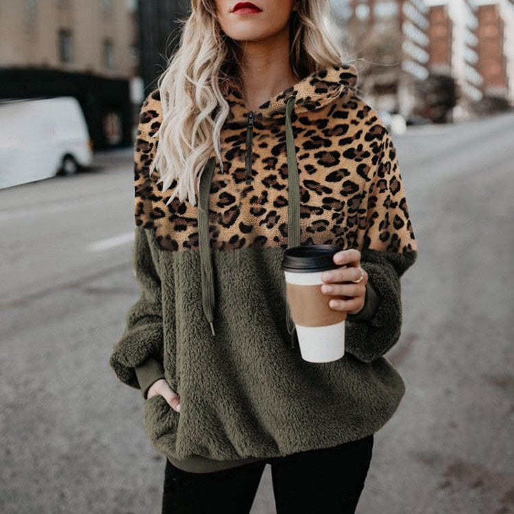 Leila Dual Tone Cozy Leopard Hoodie