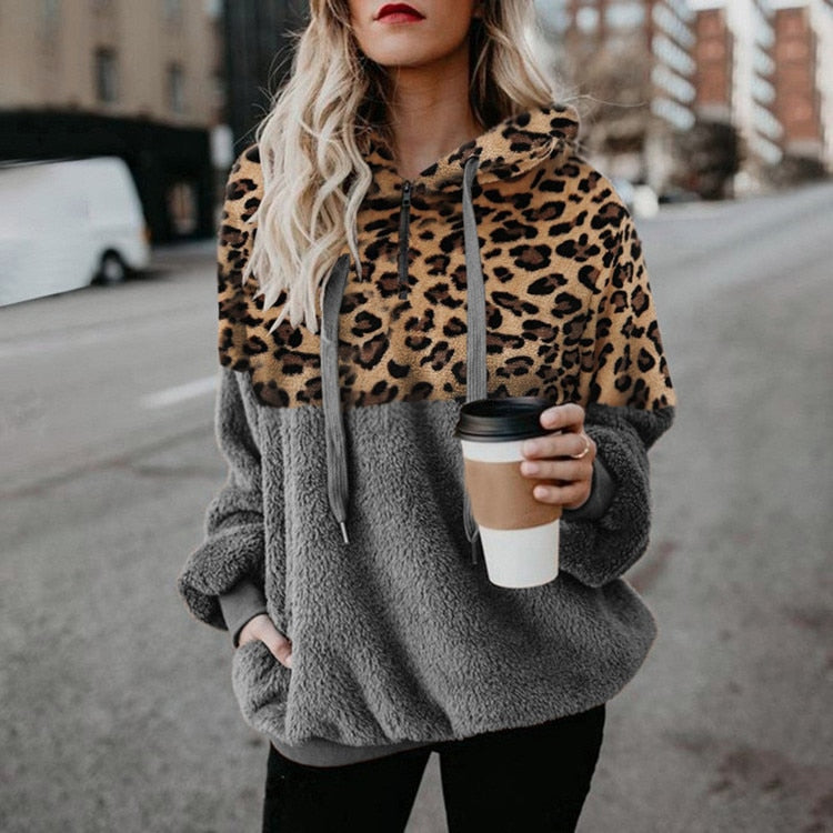 Leila Dual Tone Cozy Leopard Hoodie