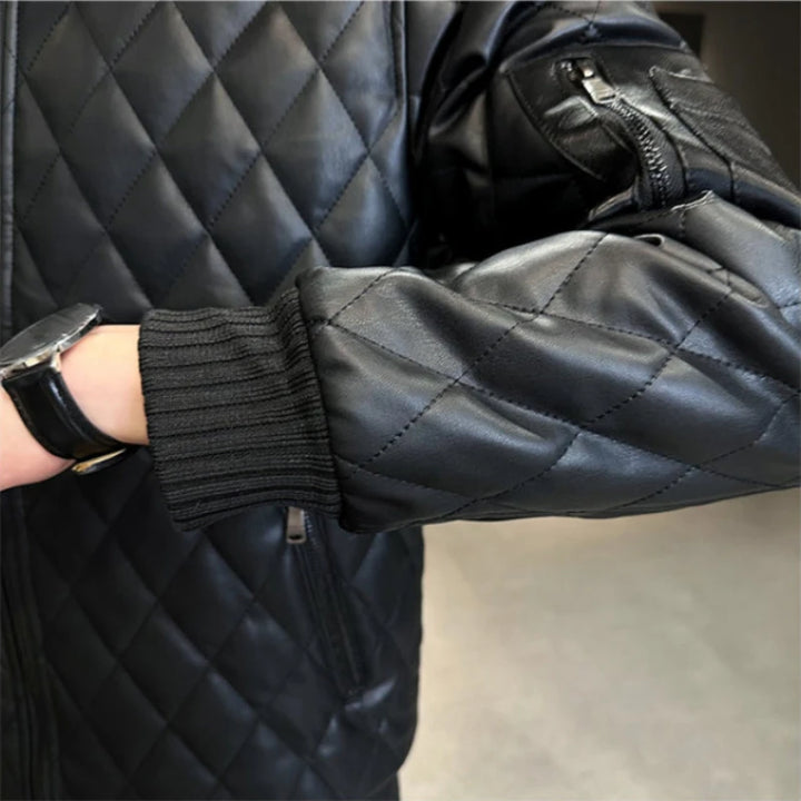 Diamond Quilted Leather Bomber