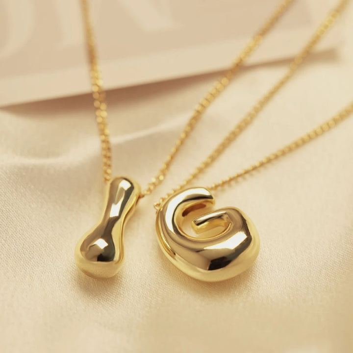 Golden Bubble Initial Necklace