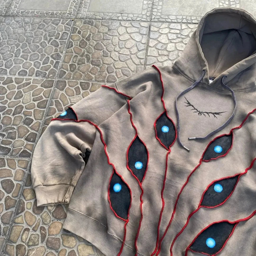 Glaring Gaze Patchwork Hoodie