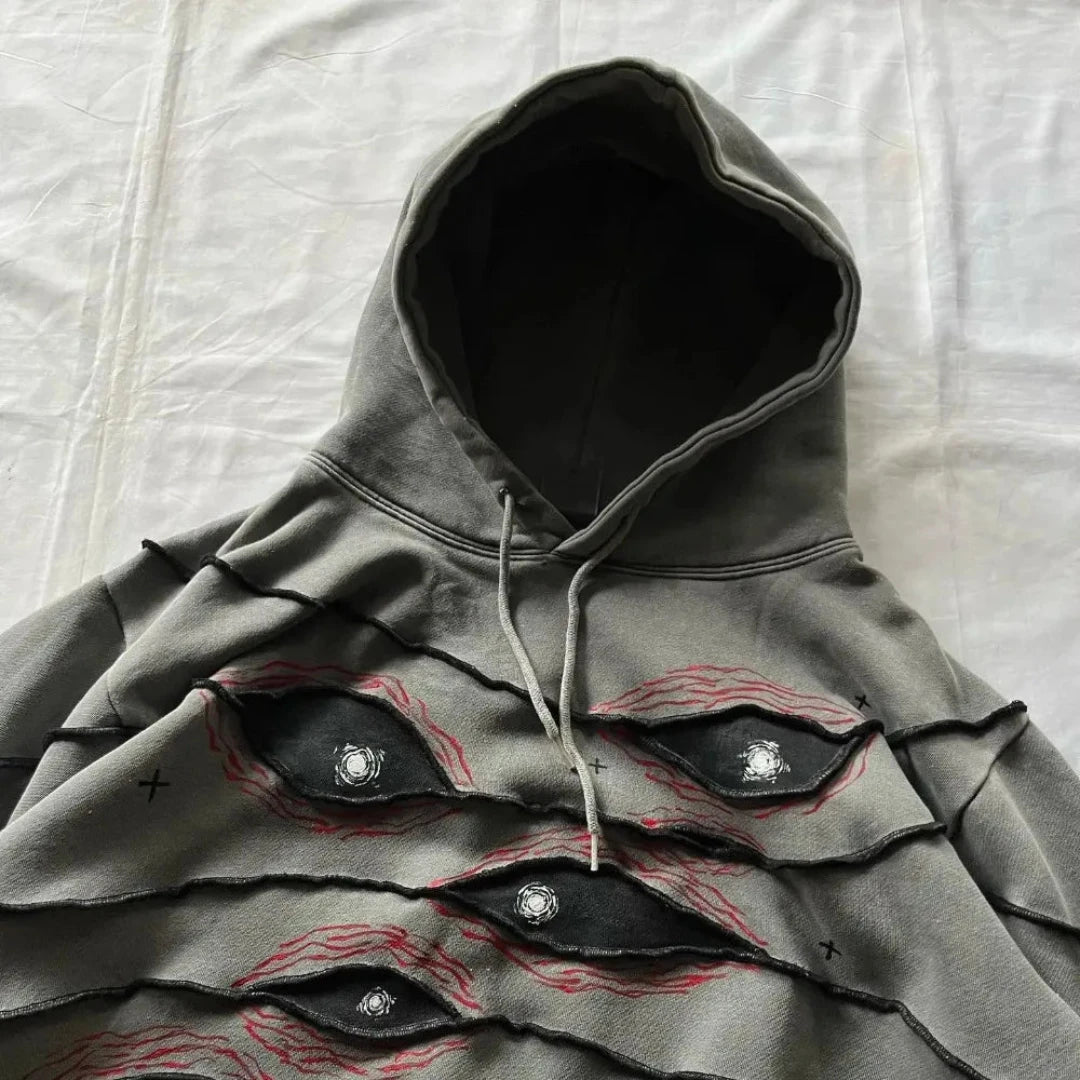 Glaring Gaze Patchwork Hoodie