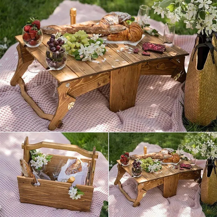 Oakwood 2in1 Foldout Picnic Table & Basket