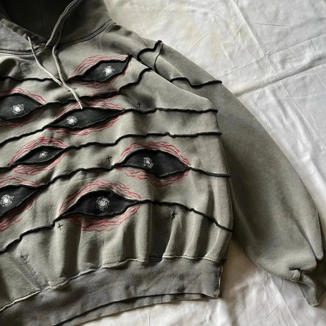 Glaring Gaze Patchwork Hoodie