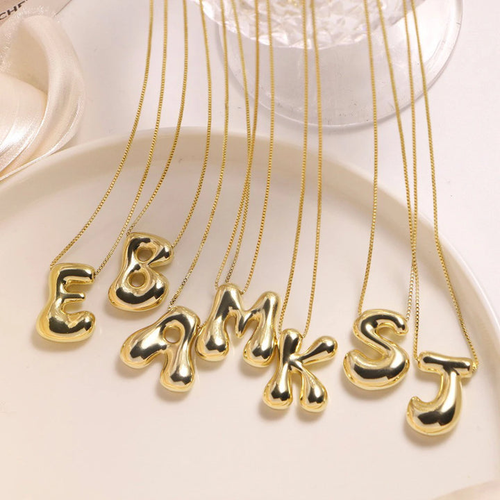 Golden Bubble Initial Necklace