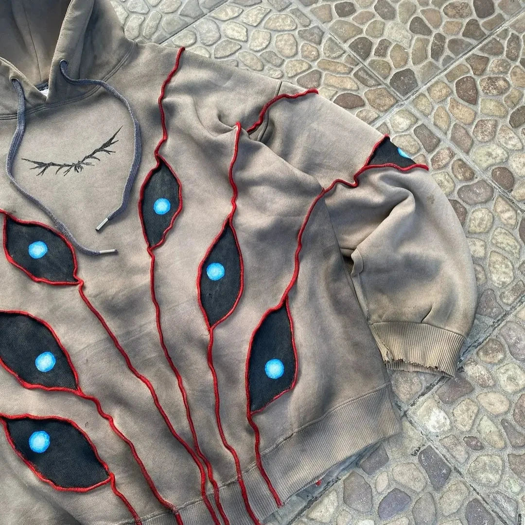 Glaring Gaze Patchwork Hoodie