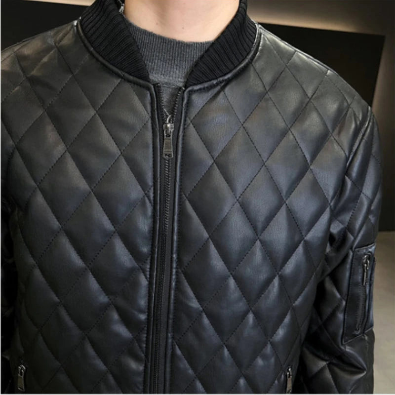 Diamond Quilted Leather Bomber