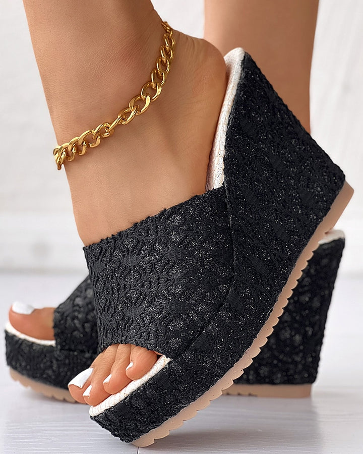 Elysian Lace Peep Toe Wedges