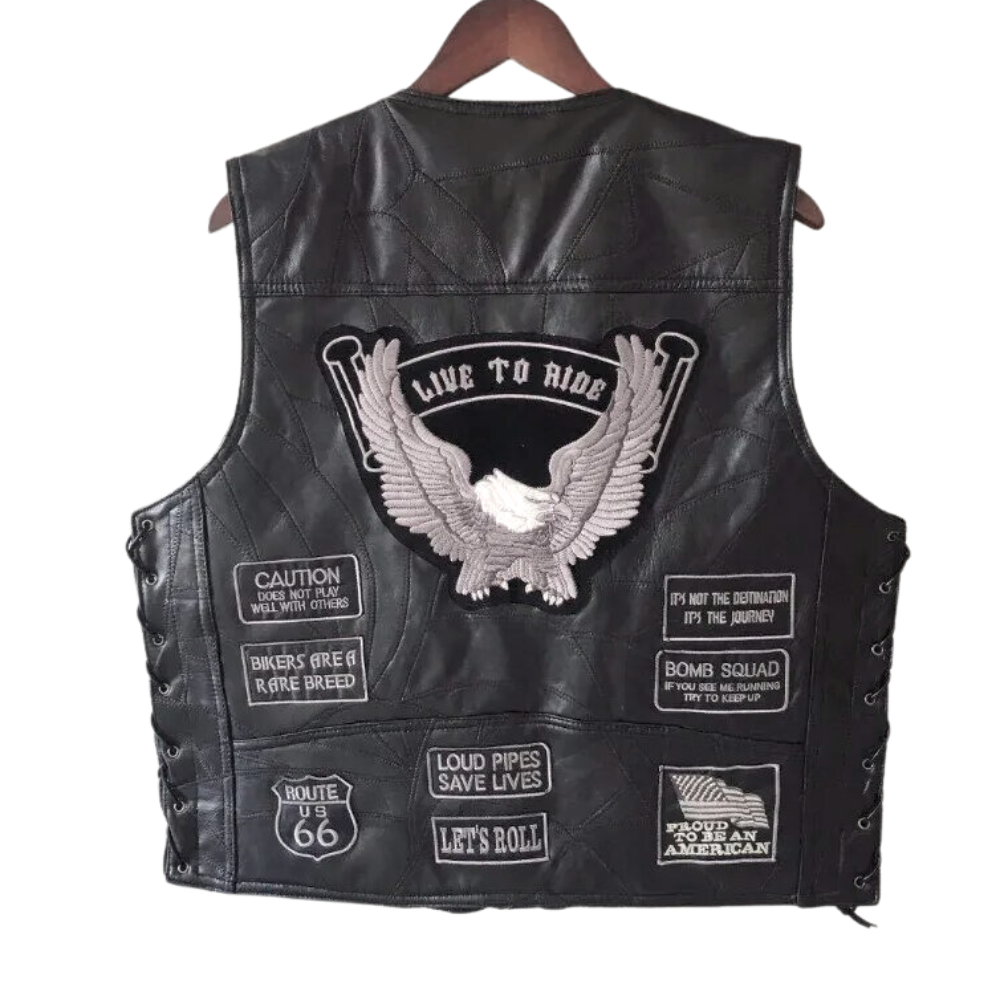 Born to Ride Genuine Leather Moto Vest