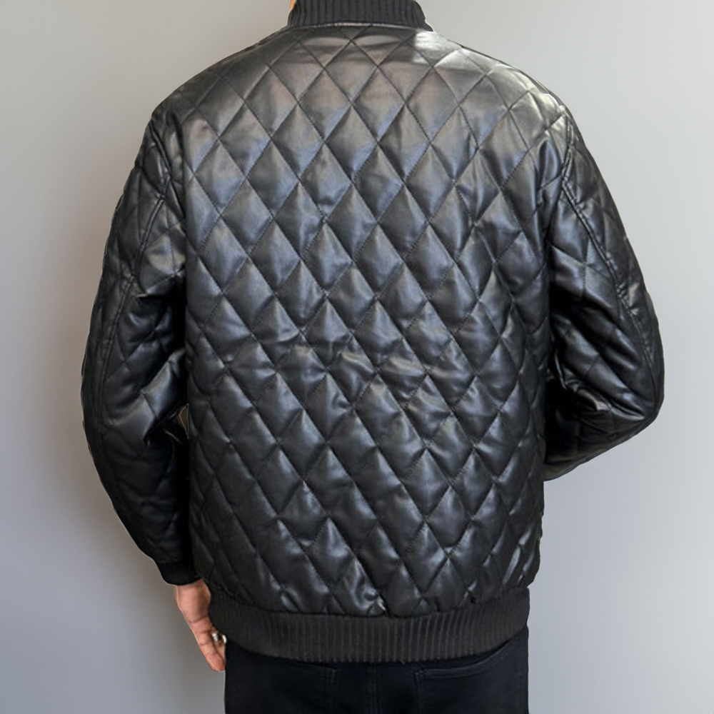 Diamond Quilted Leather Bomber