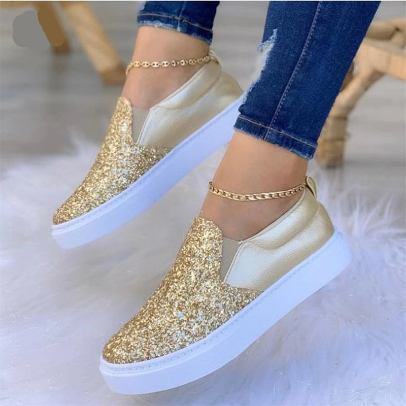 Elena Sequined Panel Canvas Sneakers