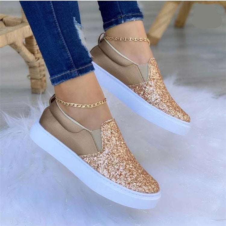 Elena Sequined Panel Canvas Sneakers