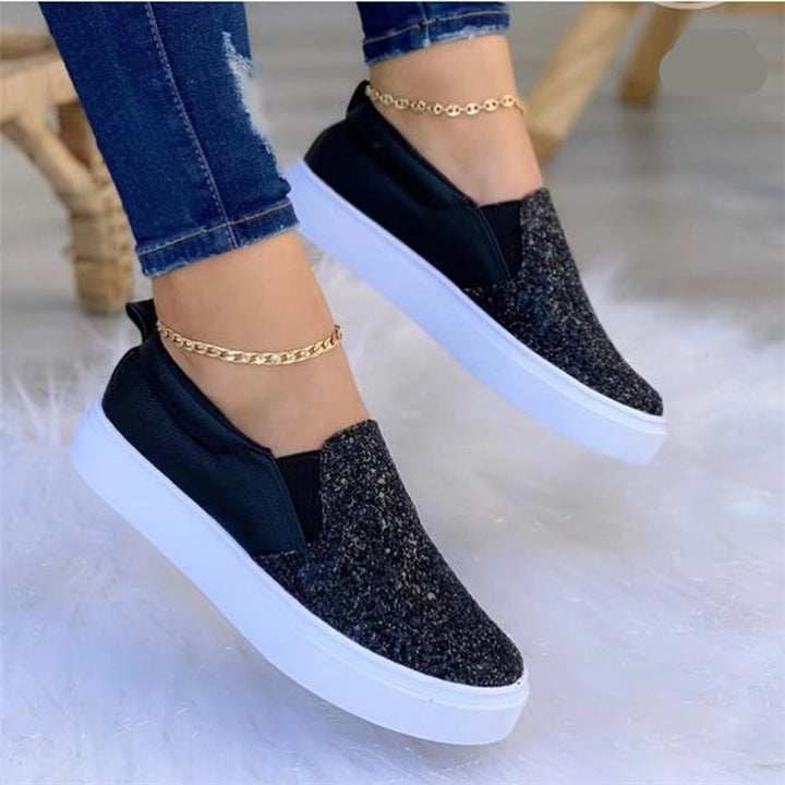 Elena Sequined Panel Canvas Sneakers