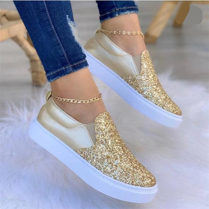 Elena Sequined Panel Canvas Sneakers